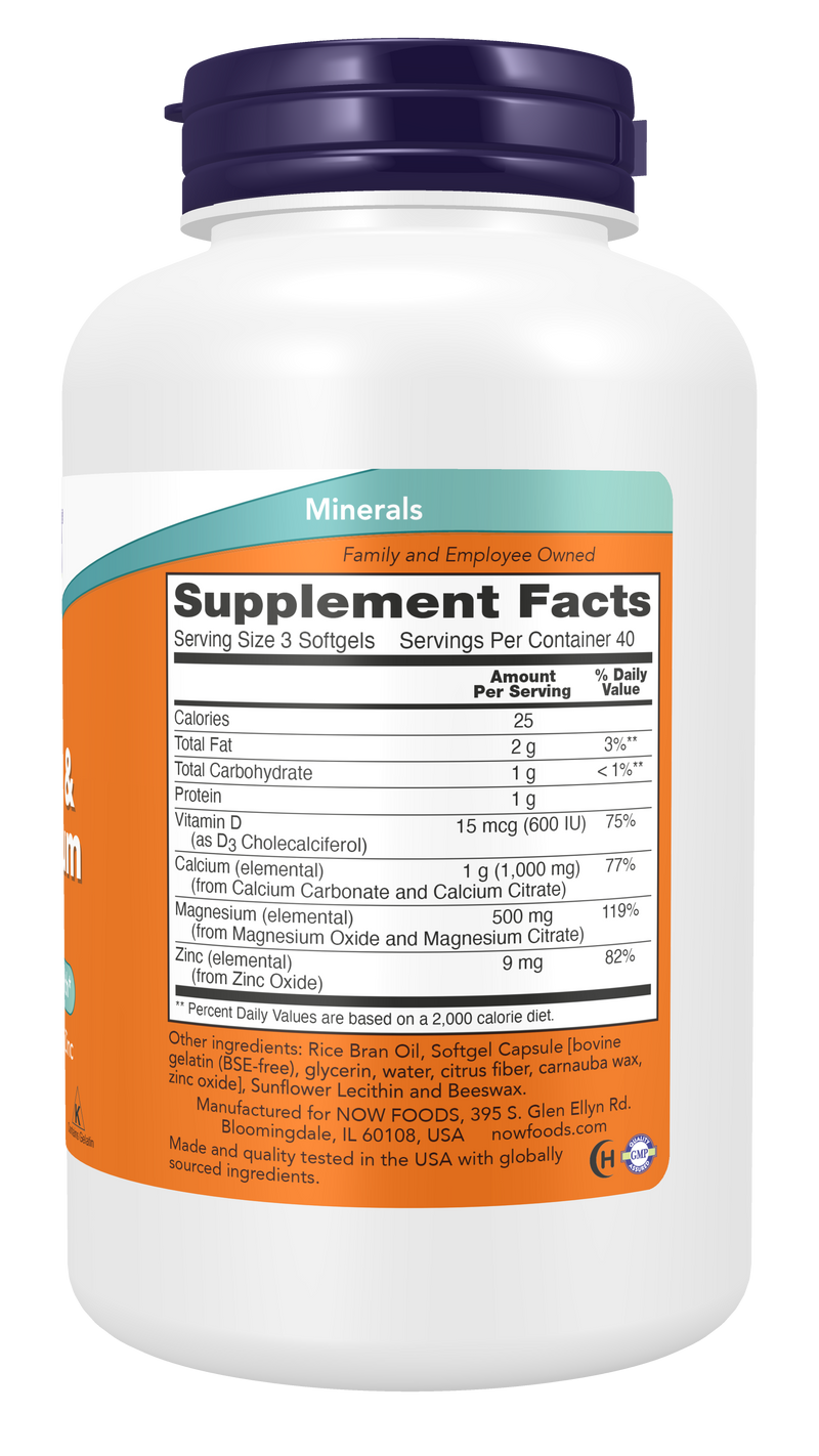 NOW Foods Calcium & Magnesium with Vitamin D and Zinc