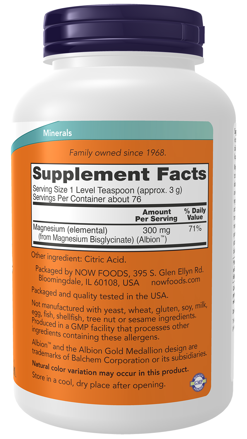 NOW Foods Magnesium Bisglycinate Powder