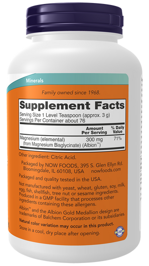 NOW Foods Magnesium Bisglycinate Powder