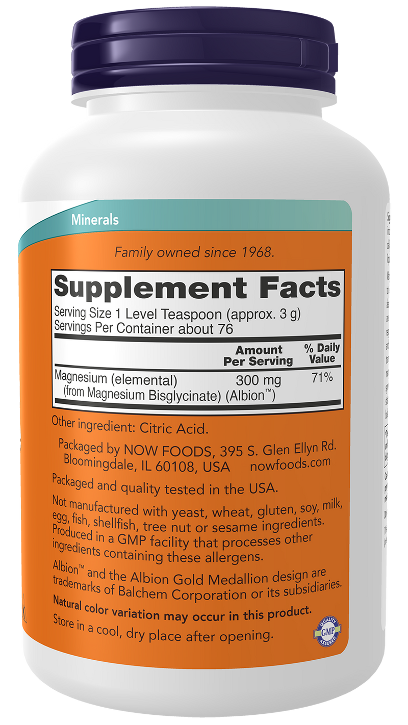 NOW Foods Magnesium Bisglycinate Powder