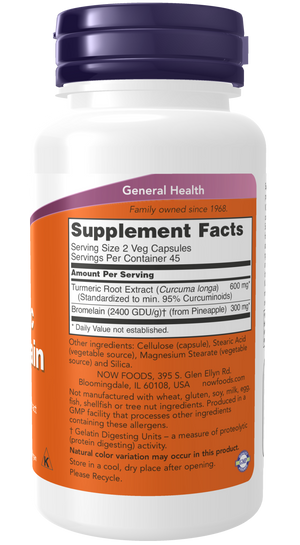 NOW Foods Turmeric & Bromelain