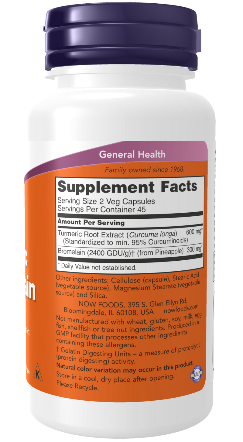 NOW Foods Turmeric & Bromelain