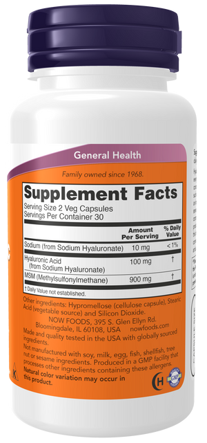 NOW Foods Hyaluronic Acid with MSM