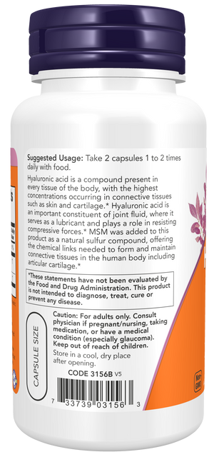 NOW Foods Hyaluronic Acid with MSM
