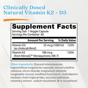 Doctor's Best Natural Vitamin K2 MK7 with MenaQ7 plus D3