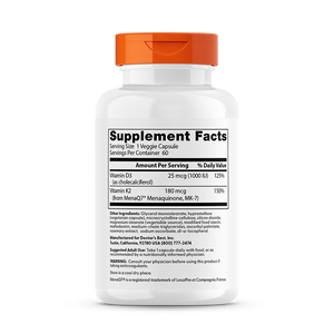Doctor's Best Natural Vitamin K2 MK7 with MenaQ7 plus D3