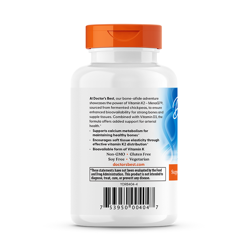 Doctor's Best Natural Vitamin K2 MK7 with MenaQ7 plus D3